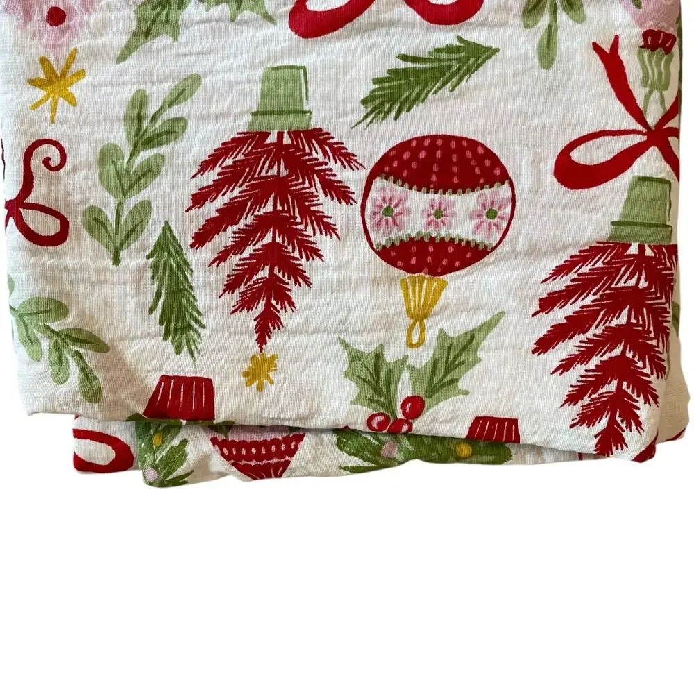 Envogue Christmas Shower Curtain 72x72 Holiday Holly Berry Bow Ornament NEW